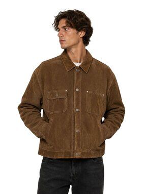 Vintage 90s Gap Brown Suede Trucker Jacket Mens Size L